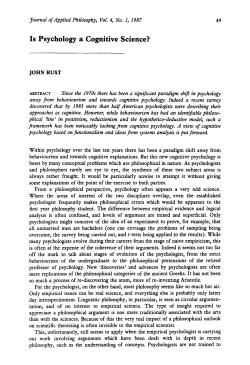 Is Psychology a Cognitive Science?