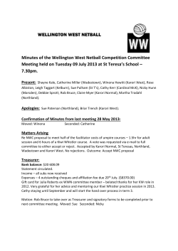 Minutes of the Wellington West Netball Competition Committee