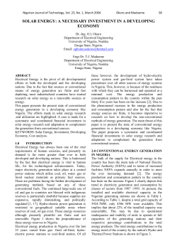 SOLAR ENERGY: A NECESSARY INVESTMENT IN A