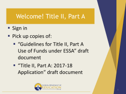 Title II, Part A Application Guidance Document (DRAFT)