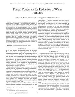 Fungal Coagulant for Reduction of Water Turbidity