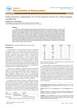 Foliar Nutrient Composition of 19 Tree Species Grown on a