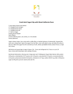 Fresh Herb Yogurt Dip with Sliced California Pears 2 cups yogurt