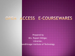 Prepared by Mrs. Rupam Sikligar, Librarian, Gandhinagar Institute of