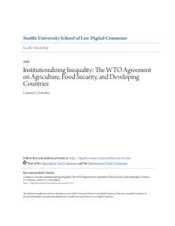 The WTO Agreement on Agriculture, Food Security, and Developing