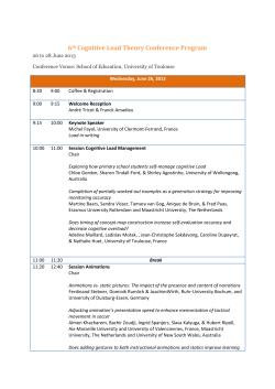 6th Cognitive Load Theory Conference Program