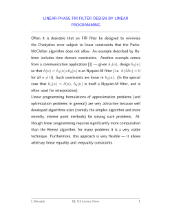 LINEAR-PHASE FIR FILTER DESIGN BY LINEAR PROGRAMMING