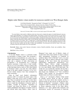Higher order Markov chain models for monsoon rainfall over