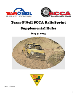 Team O`Neil SCCA RallySprint Supplemental Rules