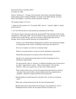 Educational Policy Committee (EPC) November 20, 2008 Present