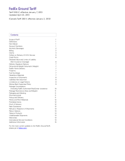 FedEx Ground Tariff FedEx Ground Tariff