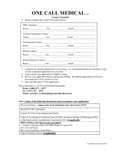 Facility Application - One Call Care Management
