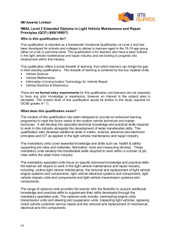 Declared Purpose IMIAL Level 2 Extended Diploma in Light Vehicle