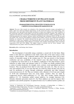 characteristics of pellets made from different plant materials
