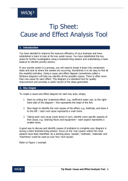 Tip Sheet: Cause and Effect Analysis Tool