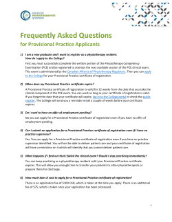 6 - Frequently Asked Questions for Provisional Practice Applicants