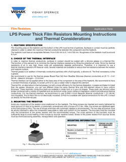 LPS Power Thick Film Resistors Mounting Instructions and Thermal
