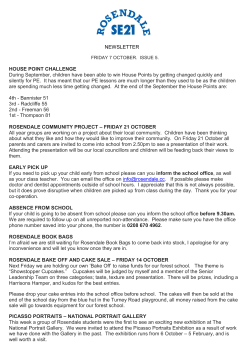 Friday 7 October 2016 - Rosendale Primary School