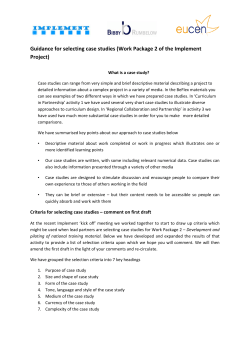 Guidance for selecting case studies (Work Package 2 of