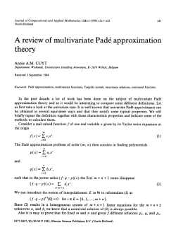 A review of multivariate Pad&eacute; approximation theory