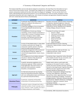 A Taxonomy of Educational Categories and Practice