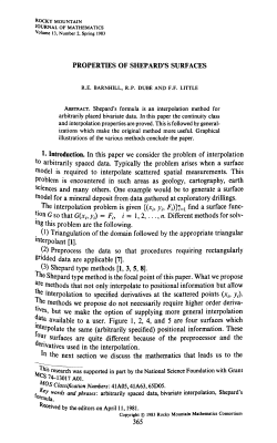 PROPERTIES OF SHEPARD`S SURFACES 1