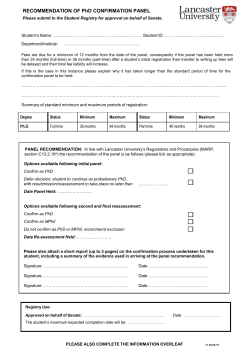 PhD confirmation panel form