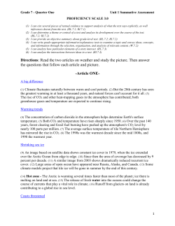 Quarter One Summative Assessment
