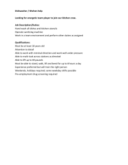 Dishwasher / Kitchen help Looking for energetic team player to join