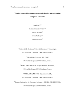 Plan as a cognitive resources saving tool: planning and
