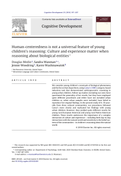 Cognitive Development Human-centeredness is not a universal