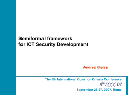 Semiformal framework for ICT Security development