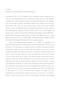 1 P. Tripodi Davidson and the Wittgensteinians on Reasons and