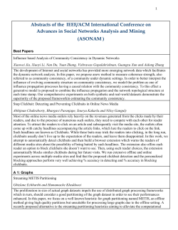 Abstracts of the IEEE/ACM International Conference on Advances in