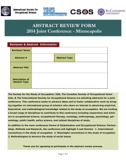 ABSTRACT REVIEW FORM 2014 Joint Conference