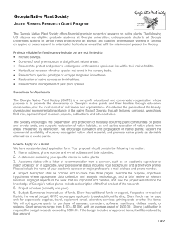 Georgia Native Plant Society Jeane Reeves Research Grant Program