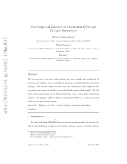 New Empirical Evidence on Disjunction Effect and Cultural