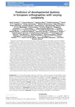 Predictors of developmental dyslexia in European orthographies