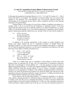 L1 and 2L1 acquisition of noun ellipsis in Dutch and in French