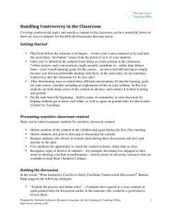 Handling Controversy in the Classroom