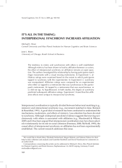 iNTErpErSONal SyNChrONy iNCrEaSES affiliaTiON