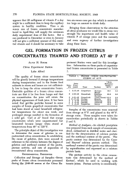 Gel Formation in Frozen Citrus Concentrates Thawed and Stored at