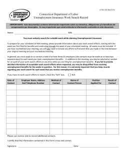 Connecticut Department of Labor Unemployment Insurance Work