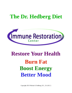 The Dr. Hedberg Diet Restore Your Health Burn Fat Boost Energy
