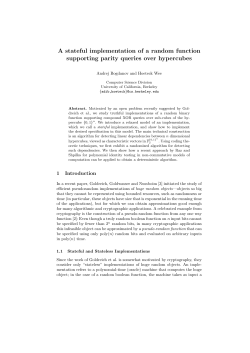 A stateful implementation of a random function supporting parity