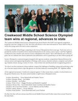 Creekwood Middle School Science Olympiad team wins at regional