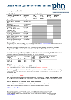 Diabetes Annual Cycle of Care &ndash; Billing Tips Sheet