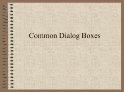 Common Dialog Boxes