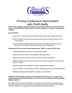 Gilbreath`s Profit Ability Continuous Improvement