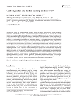 Carbohydrates and fat for training and recovery